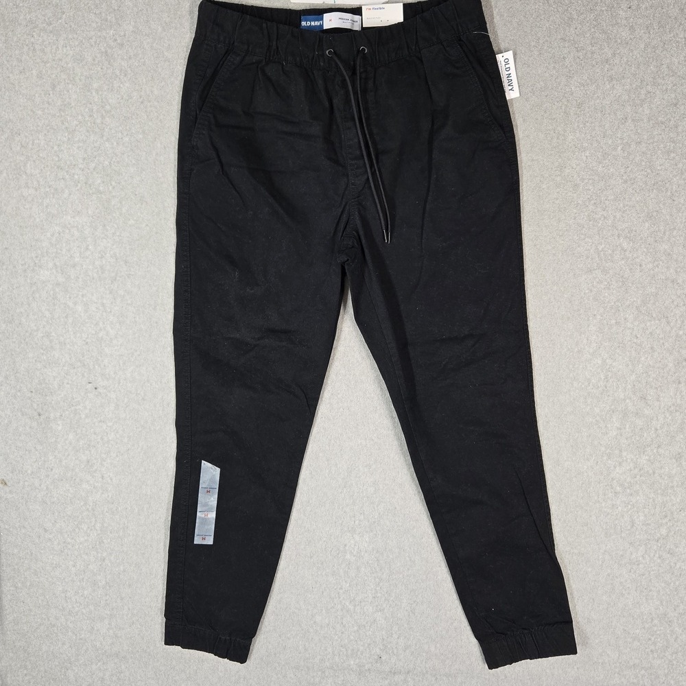 Old Navy Men Pants M Black Modern Jogger Built in Flex Drawstring 28" Inseam NWT